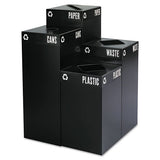 Public Square Plastic-recycling Container, Square, Steel, 25 Gal, Black