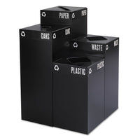 Public Square Recycling Container Lid, Square Opening, 15.25 X 15.25 X 2, Black