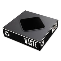 Public Square Recycling Container Lid, Square Opening, 15.25 X 15.25 X 2, Black