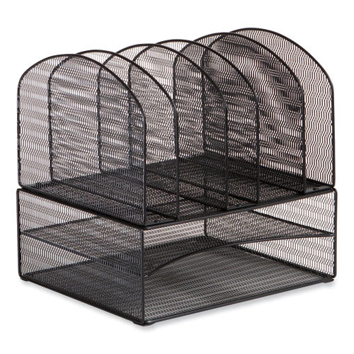 Onyx Mesh Desk Organizer, 2 Horizontal/6 Upright Sections, Letter Size, 13.25 X 11.32 X 13.32, Black, Ships In 1-3 Bus Days