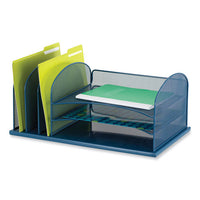 Onyx Desk Organizer W/three Horizontal And Three Upright Sections,letter Size,19.25x11.5x8.25,blue,ships In 1-3 Business Days