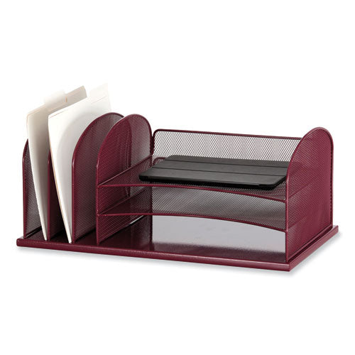 Onyx Desk Organizer W/three Horizontal And Three Upright Sections,letter Size,19.25x11.5x8.25,wine,ships In 1-3 Business Days