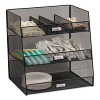 Onyx Breakroom Organizers, 3 Compartments,14.625x11.75x15, Steel Mesh, Black