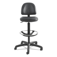 Precision Extended-height Swivel Stool With Adjustable Footring, 33" Seat Height, Up To 250 Lbs., Black Seat-back, Black Base