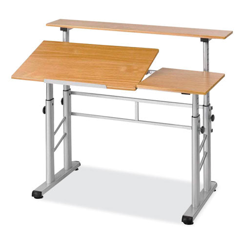 Height-adjust Split Level Drafting Table, Rectangular/square, 47.25x29.75x26 To 37.25, Medium Oak, Ships In 1-3 Business Days