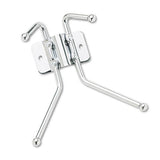 Metal Wall Rack, Two Ball-tipped Double-hooks, 6.5w X 3d X 7h, Chrome Metal