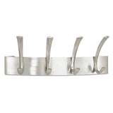 Metal Coat Rack, Steel, Wall Rack, Two Hooks, 7w X 4.5d X 5.25h, Brushed Nickel