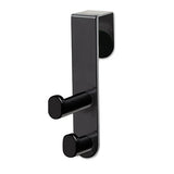 Plastic Coat Hook, 2-hook, 1 3-4 X 6 1-2 X 7 3-4, Black