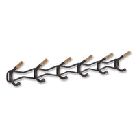 Family Coat Wall Rack, 6 Hook, 42.75w X 5.25d X 7.25h, Black, Ships In 1-3 Business Days