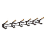 Family Coat Wall Rack, 6 Hook, 42.75w X 5.25d X 7.25h, Black, Ships In 1-3 Business Days