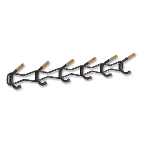 Family Coat Wall Rack, 6 Hook, 42.75w X 5.25d X 7.25h, Black, Ships In 1-3 Business Days