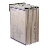 Sheet File Pivot Wall Rack, 12 Hanging Clamps, 24w X 14.75d X 9.75h, Sand