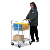 Wire Mail Cart, 600-lb Capacity, 18.75w X 26.75d X 38.5h, Metallic Gray