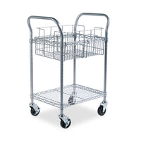 Wire Mail Cart, 600-lb Capacity, 18.75w X 26.75d X 38.5h, Metallic Gray
