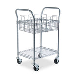 Wire Mail Cart, 600-lb Capacity, 18.75w X 26.75d X 38.5h, Metallic Gray