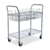 Wire Mail Cart, 600-lb Capacity, 18.75w X 39d X 38.5h, Metallic Gray