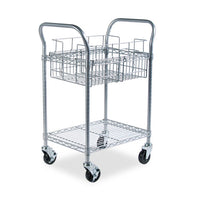 Wire Mail Cart, 600-lb Capacity, 18.75w X 39d X 38.5h, Metallic Gray