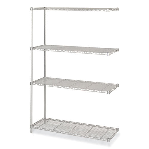 Industrial Add-on Unit, Four-shelf, 48w X 18d X 72h, Steel, Metallic Gray, Ships In 1-3 Business Days