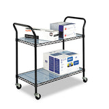 Wire Utility Cart, Two-shelf, 43.75w X 19.25d X 40.5h, Black