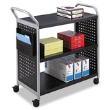 Scoot Three-shelf Utility Cart, 31w X 18d X 38h, Black-silver