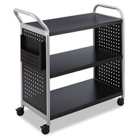 Scoot Three-shelf Utility Cart, 31w X 18d X 38h, Black-silver