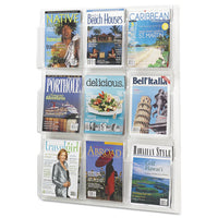 Reveal Clear Literature Displays, 9 Compartments, 30w X 2d X 36.75h, Clear