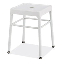 Steel Guestbistro Stool, Backless, Supports Up To 250 Lb, 18" Seat Height, White Seat, White Base, Ships In 1-3 Business Days