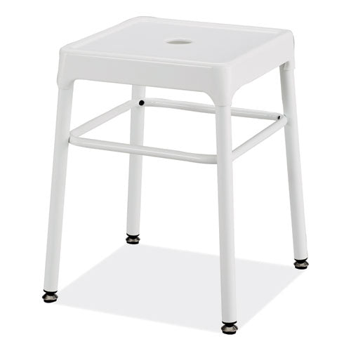 Steel Guestbistro Stool, Backless, Supports Up To 250 Lb, 18" Seat Height, White Seat, White Base, Ships In 1-3 Business Days