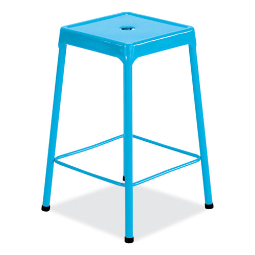 Steel Counter Stool, Backless, Supports Up To 250 Lb, 25" High Babyblue Seat, Babyblue Base, Ships In 1-3 Business Days