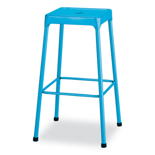 Steel Bar Stool, Backless, Supports Up To 275 Lb, 29" Seat Height, Babyblue Seat, Babyblue Base, Ships In 1-3 Business Days