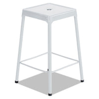 Bar-height Steel Stool, 29" Seat Height, Supports Up To 250 Lbs., Silver Seat-silver Back, Silver Base