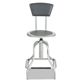 Diesel Industrial Stool With Back, 27" Seat Height, Supports Up To 250 Lbs., Pewter Seat-pewter Back, Pewter Base