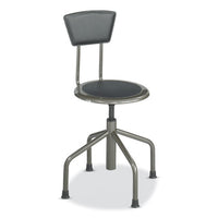 Diesel Low Base Stool W/back, Supports 250lb, 16" To 22" High Black Seat, Black Back, Pewter Base, Ships In 1-3 Business Days