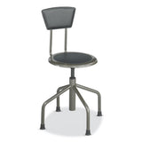 Diesel Low Base Stool W/back, Supports 250lb, 16" To 22" High Black Seat, Black Back, Pewter Base, Ships In 1-3 Business Days