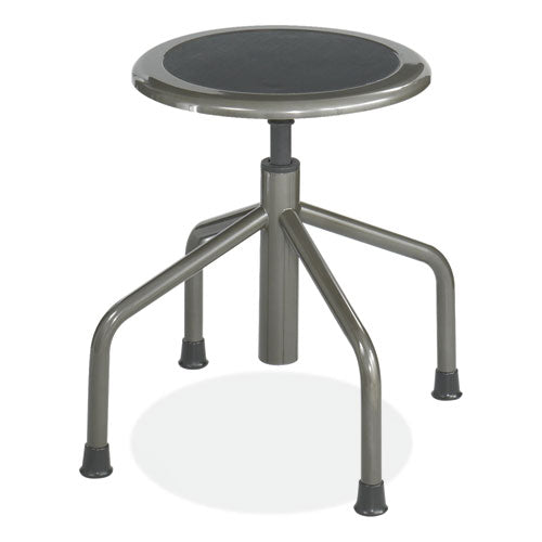 Diesel Low Base Stool, Backless, Supports Up To 250 Lb, 16" To 22" High Black Seat, Pewter Base, Ships In 1-3 Business Days