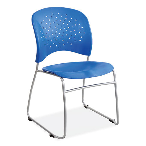 Reve Guestbistro Chair With Sled Base, Supports Up To 250 Lb, 18" Seat Height, Blue Seat/back, Silver Base, 2/carton