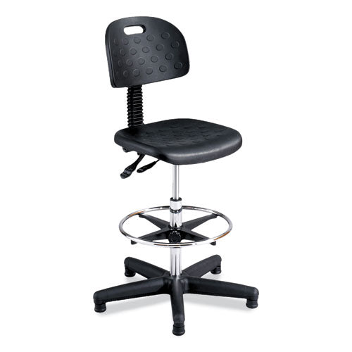 Soft Tough Deluxe Workbench Chair, Supports 250 Lb, 22" To 32" High Black Seat, Black/silver Base, Ships In 1-3 Business Days