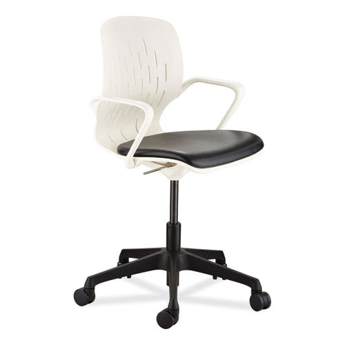 Shell Desk Chair, Supports Up To 275 Lb, 17" To 20" High Black Seat, White Back, Black/white Base, Ships In 1-3 Business Days