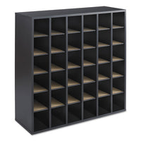 Wood Mail Sorter With Adjustable Dividers, Stackable, 36 Compartments, Black