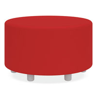 Learn 30" Cylinder Vinyl Ottoman, 30w X 30d X 18h, Red, Ships In 1-3 Business Days