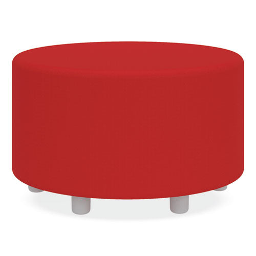 Learn 30" Cylinder Vinyl Ottoman, 30w X 30d X 18h, Red, Ships In 1-3 Business Days