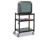 Adjustable-height Steel Av Cart, 27.25w X 18.25d X 28.5 To 36.5h, Black