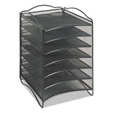 Onyx Steel Mesh Lliterature Sorter, Six Compartments, Black