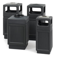 Canmeleon Ash-trash Receptacle, Square, Polyethylene, 15 Gal, Textured Black