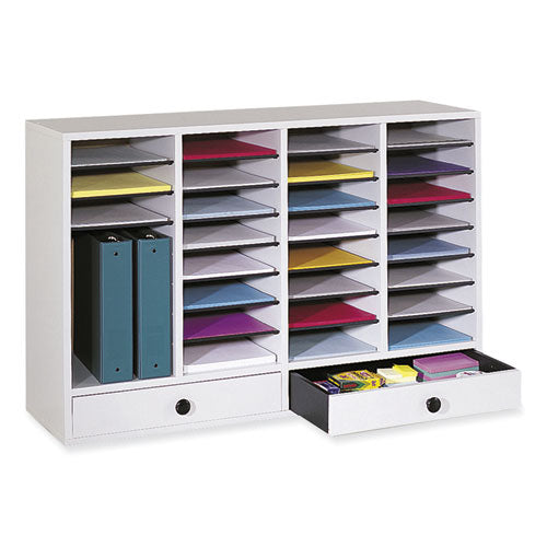 Wood Adjustable Literature Organizer, 32 Compartments, 39.25 X 11.75 X 25.25, Gray