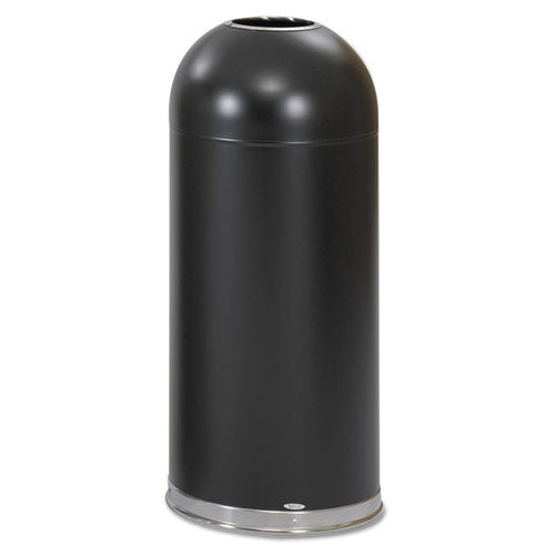 Open-top Dome Receptacle, Round, Steel, 15 Gal, Black