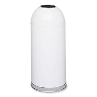 Open Top Dome Receptacle, 15 Gal, Steel, White, Ships In 1-3 Business Days