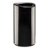 Open Top Oval Waste Receptacle, 14 Gal, Steel, Black, Ships In 1-3 Business Days