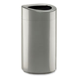 Open Top Oval Waste Receptacle, 14 Gal, Steel, Silver, Ships In 1-3 Business Days