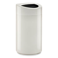 Open Top Oval Waste Receptacle, 14 Gal, Steel, White, Ships In 1-3 Business Days